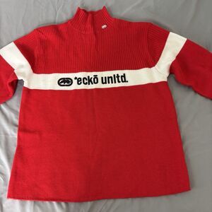 90s Vintage Rap Ecko Unlimited Red Turtleneck Sweater XL - Trendy & Cozy Unltd.